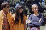 American singing duo Sonny Bono and Cher with British model and actress Twiggy in Beverly Hills, April 30, 1967. (Photo by Hulton Archive/Getty Images)