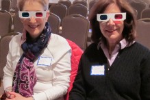 Two fun-loving participants at the recent JGSGB program Historic 3-D Photographs of Jewish Communities in Europe and the Ottoman Empire Before WWI