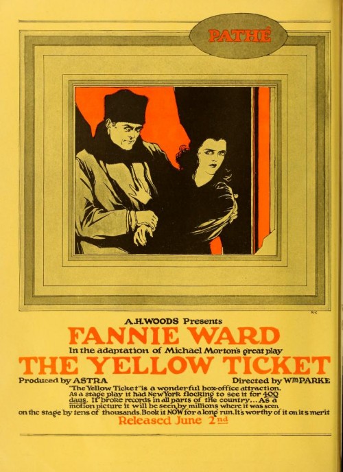 Advertisement in The Moving Picture World for the film The Yellow Ticket (1918).