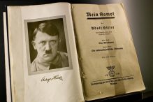A copy of ‘Mein Kampf,’ on display at the Documentation Center in Nuremburg, Germany, Nov. 4, 2012. (RUSS JUSKALIAN/THE NEW YORK TIMES)