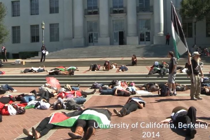 Anti-Israel protest at UC Berkeley (Photo credit: YOUTUBE SCREENSHOT/CROSSING THE LINE 2: THE NEW FACE OF ANTI-SEMITISM ON CAMPUS)