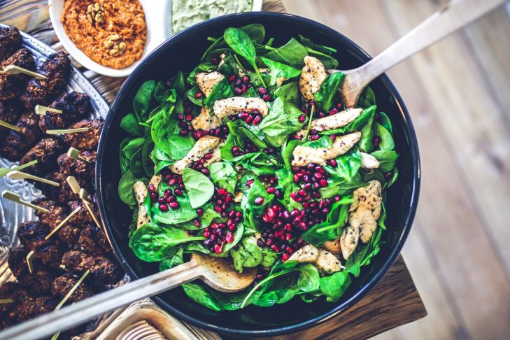 Chicken, Spinach, and Pomegranate salad