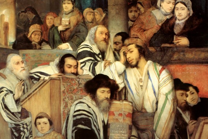 "Jews praying in the synagogue on Yom Kippur" (1878) by Maurycy Gottlieb