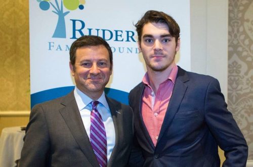 Jay Ruderman, left, with R.J. Mitte, an actor with cerebral palsy who starred on the hit TV show “Breaking Bad.” (Courtesy of the Ruderman Family Foundation)