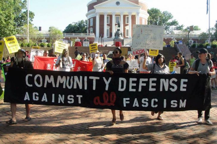 Community defense march in Charlottesville on June 3, 2017 (Courtesy Charlottesville activists)