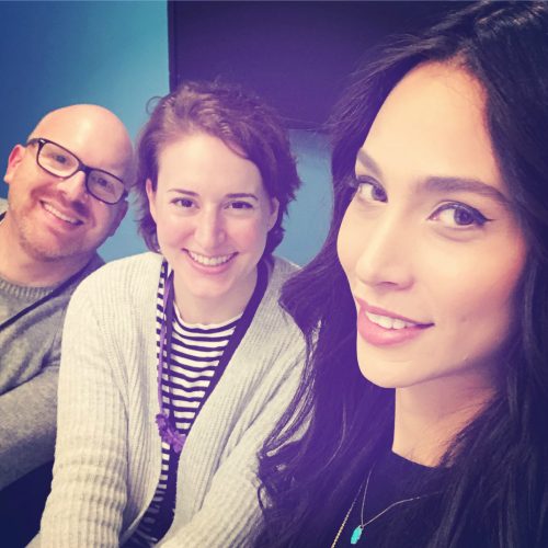 Talleen, right, shows JewishBoston’s Kali Foxman and CJP’s Dan Seligson the secret to a good selfie (hint: it’s confidence!).