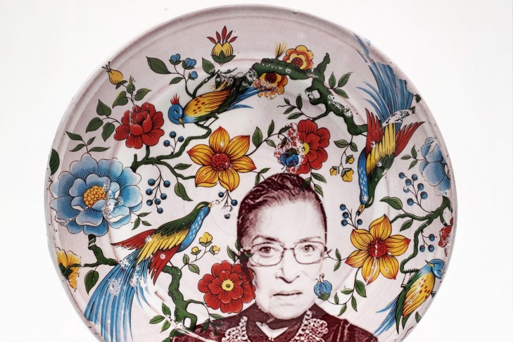 Handmade plate featuring Ruth Bader Ginsburg (rothshank/Etsy)