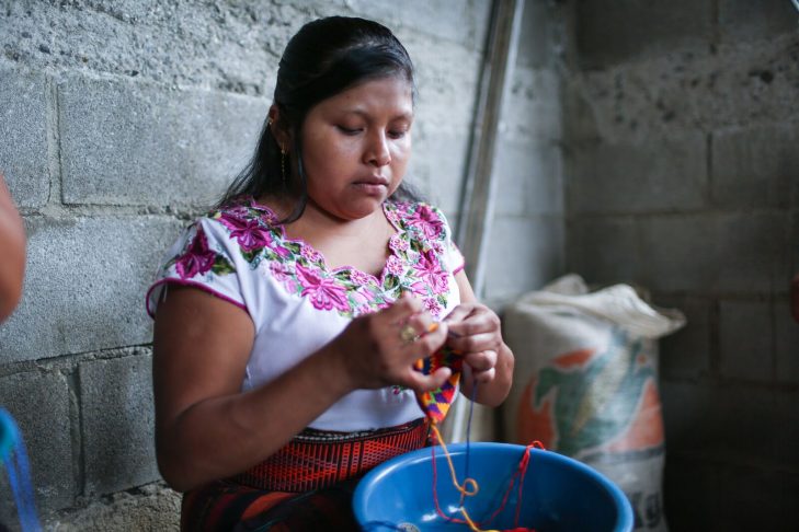 Woman from San Pablo making a kippah (Courtesy Mayan Hands)