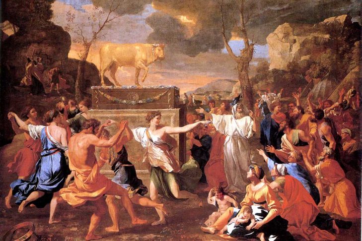 “The Adoration of the Golden Calf” by Nicolas Poussin