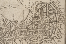 Detail of 1743 map of Boston by William Price, showing the North End and vicinity. (Map: Boston Public Library)