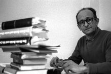Adolf Eichmann, so-called 'architect' of the Holocaust, in his prison cell during the time of his 1961 trial in Jerusalem (Public domain)
