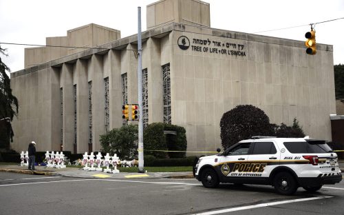 referral - A police vehicle is posted near the Tree of Life/Or L'Simcha Synagogue in Pittsburgh, Monday, Oct. 29, 2018. Tree of Life shooting suspect Robert Gregory Bowers is expected to appear in federal court Monday. Authorities say he expressed hatred toward Jews during the rampage Saturday morning and in later comments to police. (AP Photo/Matt Rourke)