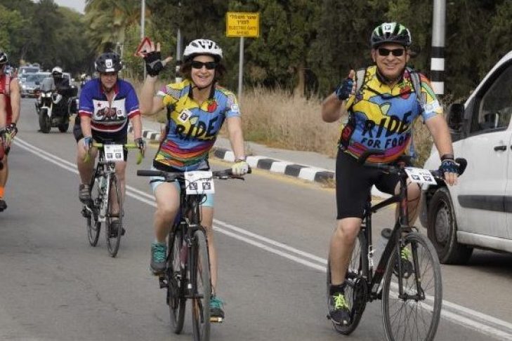 Bernice Behar and her husband cycle in the Israel Ride (Courtesy photo)