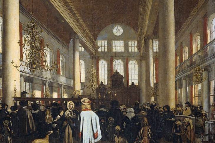 “Interior of the Portuguese synagogue in Amsterdam” by Emanuel de Witte