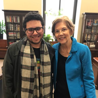 Elias Rosenfeld and Senator Elizabeth Warren (Courtesy photo)