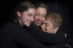 referral use only Holocaust survivor Khana Kuperman,right, with Samantha Schabot, left, and Diana Hoffstein, center, at Witness Theater "The Spirit of Hope".  A dramatization of the real-life stories of Holocaust survivors as portrayed by Yeshiva of Flatbush Joel Braverman High School on Sunday April 23, 2017. Ave. J, Brooklyn (Debbie Egan-Chin/New York Daily News)