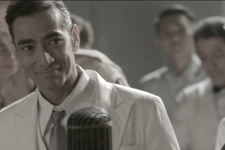 In an effort to overcome ongoing objections, Philippines President Manuel L. Quezon (Raymond Bagatsing) takes to the airwaves to enlist the support of the Filipino people to publicly convince the U.S. to allow Jewish refugees to emigrate to the Philippines during World War II; the tactic works. (Courtesy ABS-CBN Films)