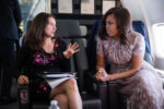 Sarah Hurwitz and First Lady Michelle Obama First Lady Michelle Obama meets with Sarah Hurwitz and staff aboard Bright Star during the flight from Joint Base Andrews, Maryland, to Santa Fe, New Mexico, on May 26, 2016. (Official White House Photo by Chuck Kennedy)