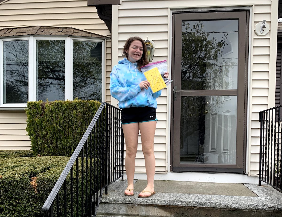 A participating teen models with her care package (Courtesy photo)