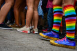 Rainbow Color socks commemorating LGBT parade with various shoes and tennis styles