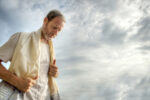 Jewish morning prayer, spiritual Jewish man engaged in morning prayers.