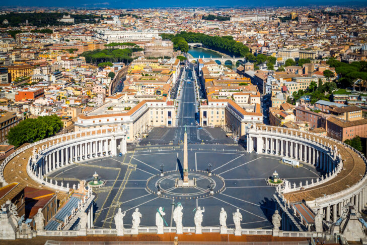 View from top of St Peters Square, Vatican, Rome