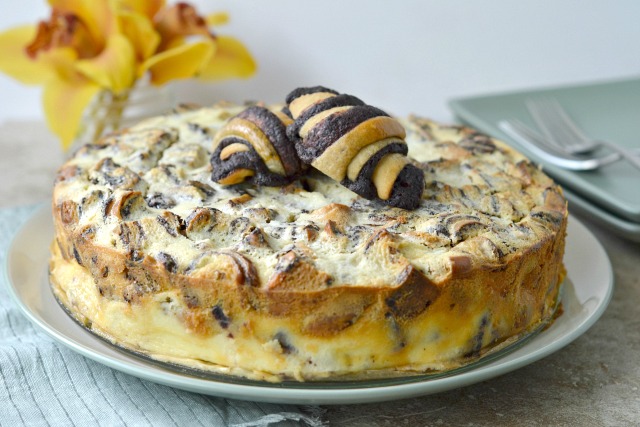 Rugelach Bread Pudding Cheesecake – The Nosher