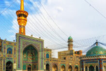 The Imam Reza shrine, largest mosque in the world in the city Mashhad, Razavi Khorasan, Iran