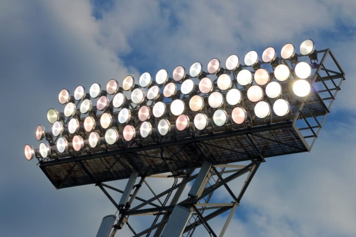 Stadium Lights against a blue night sky