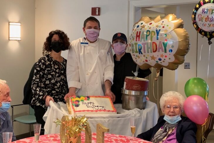 From left: Andrea Hillel, executive director of Kaplan Estates; Michael Millard, food service director at Chelsea Jewish Lifecare; Robbie Maglio of Chelsea Jewish Lifecare; and Thelma Kropp Taylor (Courtesy photo)