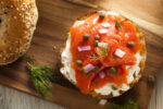 Homemade Bagel and Lox with Cream Cheese Capers  and Dill
