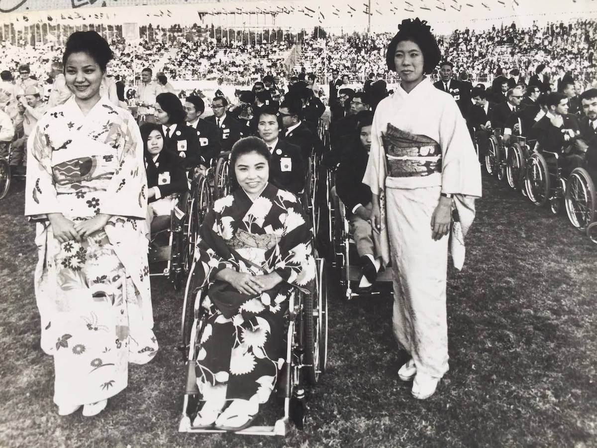 The Japanese delegation at the 1968 Paralympics in Tel Aviv (Courtesy (Israel Sports Association for the Disabled)