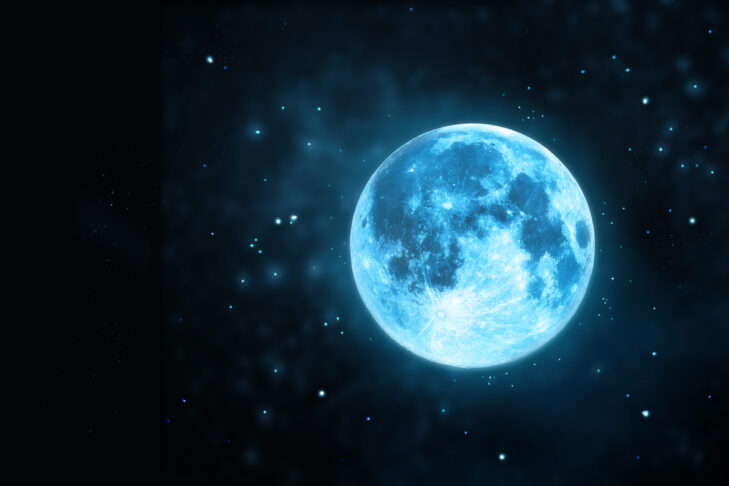 White full moon atmosphere with star at dark night sky background