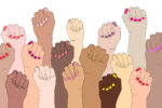 Vector illustration concept of International women feminism. Female fingers with manicure isolated.