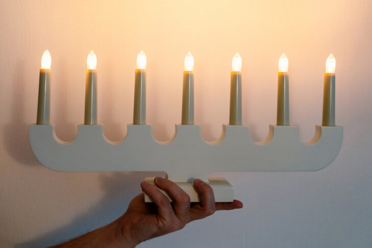 Hanukkah Jewish holiday background. Jewish menorah