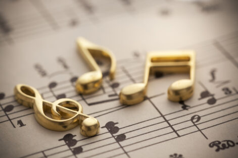 Musical Notes Musical notes on an old music score.