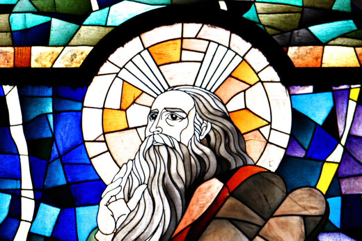 Modern Stained Glass Detail of Prophet Elijah