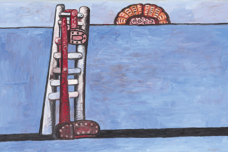 “The Ladder,” 1978, by Philip Guston. National Gallery of Art, Washington, gift of Edward R. Broida, 2005.142.17. (© The Estate of Philip Guston, courtesy Hauser & Wirth/Image courtesy National Gallery of Art, Washington/Museum of Fine Arts, Boston)