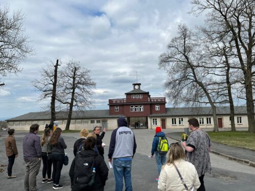 Salem State University students at the former Buchenwald concentration camp in Germany (Photo: Christopher Mauriello)