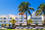 Miami Beach, Ocean Drive with row of hotels