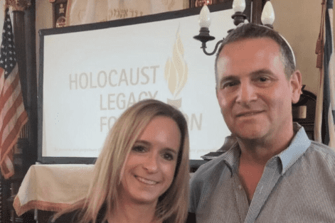 Jodi Kipnis and Todd Ruderman, co-founders of the Holocaust Legacy Foundation, stand inside Congregation Sons of Israel in Peabody Sunday. Kipnis presented on the new Holocaust Museum to be built in Boston.