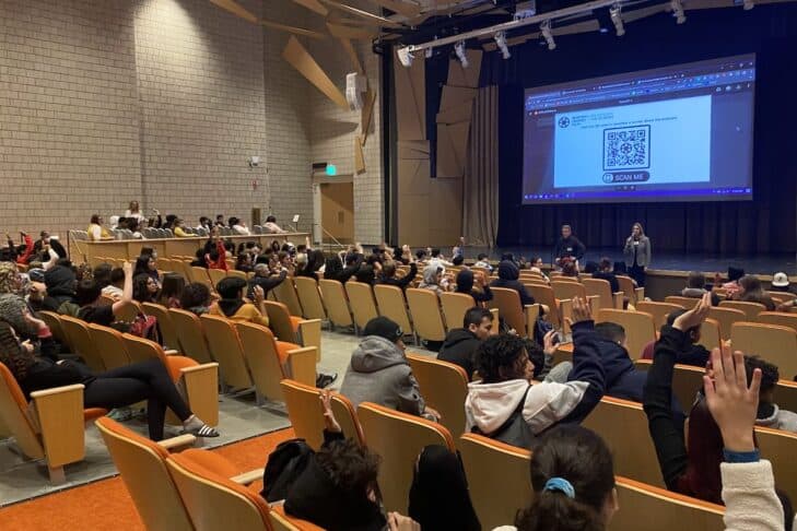 Boston Jewish Film’s School Initiative to Combat Antisemitism held a screening for Framingham middle schoolers in November 2022 (Photo: Boston Jewish Film)