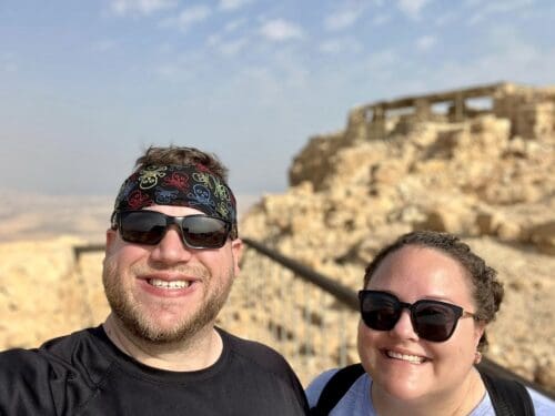 Lindsay and Steven on Masada. Photo credit Lindsay Roth