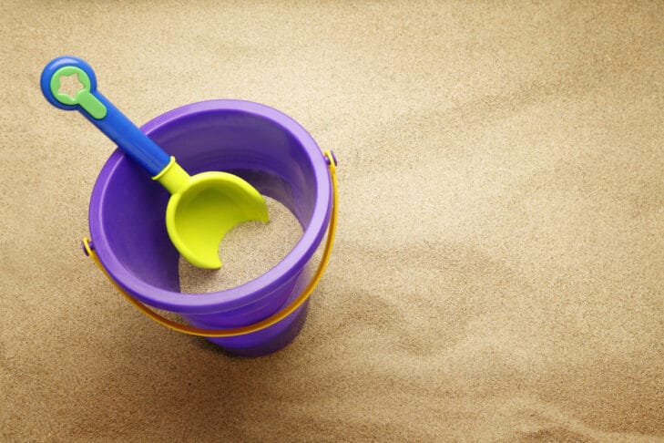 bucket and shovel in the sand