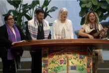 Temple Israel clergy singing at a High Holy Day service