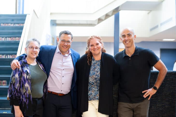 From left: Aimee Close, director of Stronger Together; Marc Wolf, chief program and strategy officer at Prizmah; Sheri Gurock, executive director at Beker Foundation; Ari Sussman, CJP Day School lead (Photo: CJP)