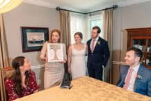 A cantor at a ketubah signing with an interfaith couple
