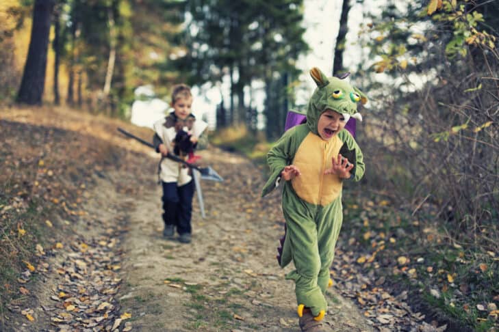 Kids Children Costumes Purim Knight Dragon Dress-up Nature Forest Outdoors Outside