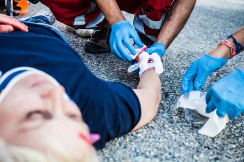 Paramedic EMT EMS Emergency First Aid Ambulance Blood Bleeding Wound Injured Injury Care