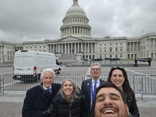 Marni Allen with the Boston-area delegation arriving in Washington, D.C. (Photo courtesy of CJP)